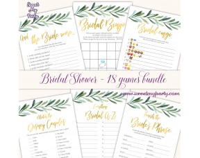 Greenery Bridal shower games bundle,Levaes Bridal Showr games bundle,(78bs)